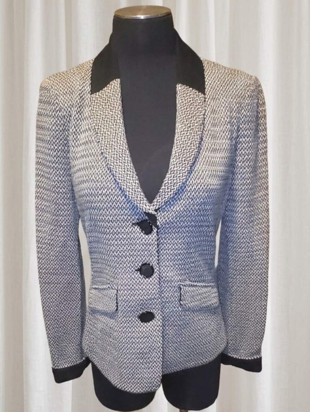 Armani Collezioni Black and White Tweed Blazer